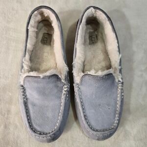 UGG Ansley Slipper Grey Suede Sheepskin Lined Moc Toe Women's 9.5